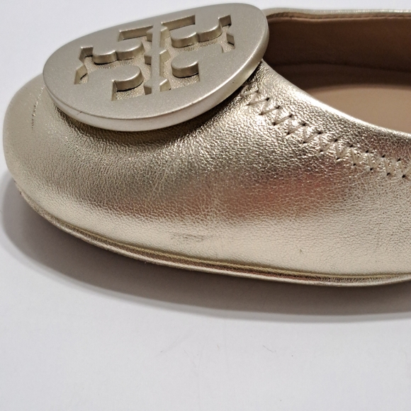 Tory Burch Metallic Gold Ballet Flats Size 7.5 M - Picture 14 of 16
